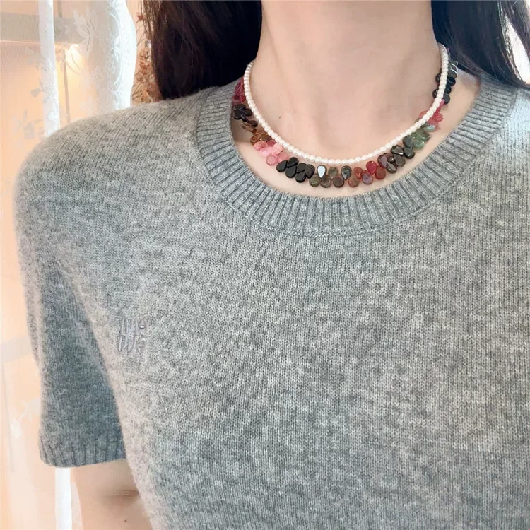 Natural Tourmaline With Pearls Double-layer Collarbone Necklace
Natural Tourmaline With Pearls Double-layer Collarbone Necklace