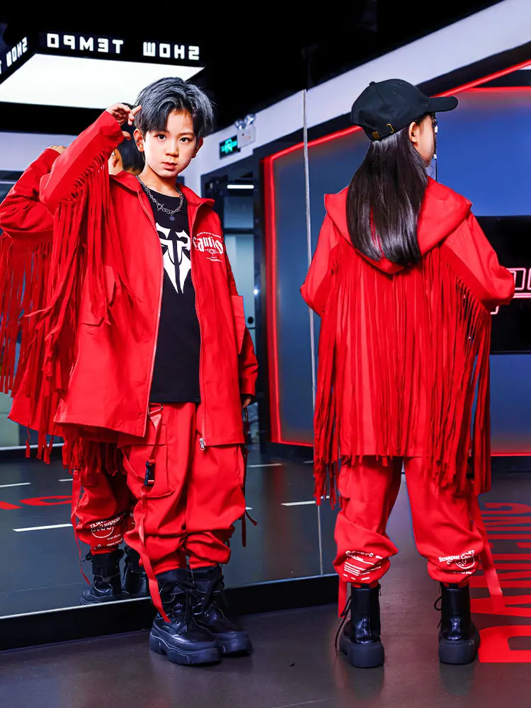 Kids Hip Hop Clothing Red Hooded Windbreaker Streetwear Harajuku Jogger Tactical Cargo Pants for Girl Boy Dance Costume Clothes
Kids Hip Hop Clothing Red Hooded Windbreaker Streetwear Harajuku Jogger Tactical Cargo Pants for Girl Boy Dance Costume Clothes