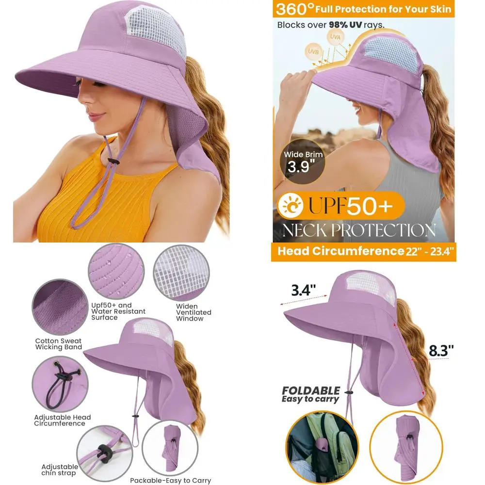 Sun Hats for Women UV Protection with Neck Flap Wide Brim Beach Hats with Ponytail Hole for Hiking Fishing Gardening Travel
Sun Hats for Women UV Protection with Neck Flap Wide Brim Beach Hats with Ponytail Hole for Hiking Fishing Gardening Travel