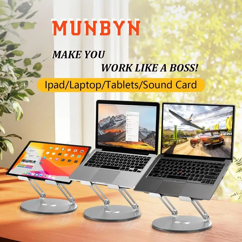 【MUNBYN 360° Rotating Laptop Stand】Adjustable Foldable Aluminum Laptop Stand, 2-in-1 Multifunctional Laptop Stand Hub
【MUNBYN 360° Rotating Laptop Stand】Adjustable Foldable Aluminum Laptop Stand, 2-in-1 Multifunctional Laptop Stand Hub