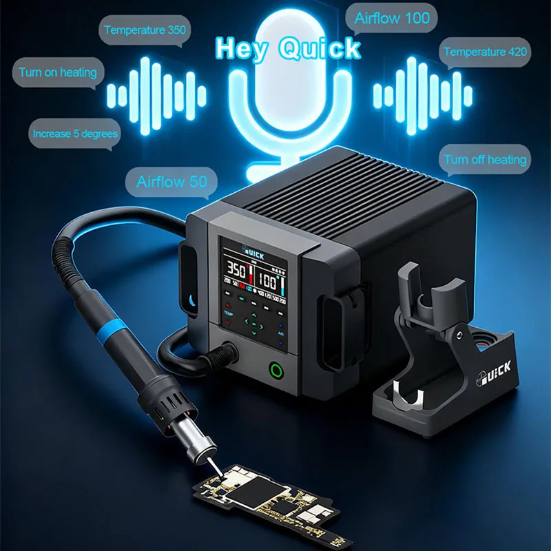 QUICK 861 Pro Max High Power Intelligent Hot Air Rework Station for Phone Repair Smart Sleep Voice Control Soldering Table
QUICK 861 Pro Max High Power Intelligent Hot Air Rework Station for Phone Repair Smart Sleep Voice Control Soldering Table