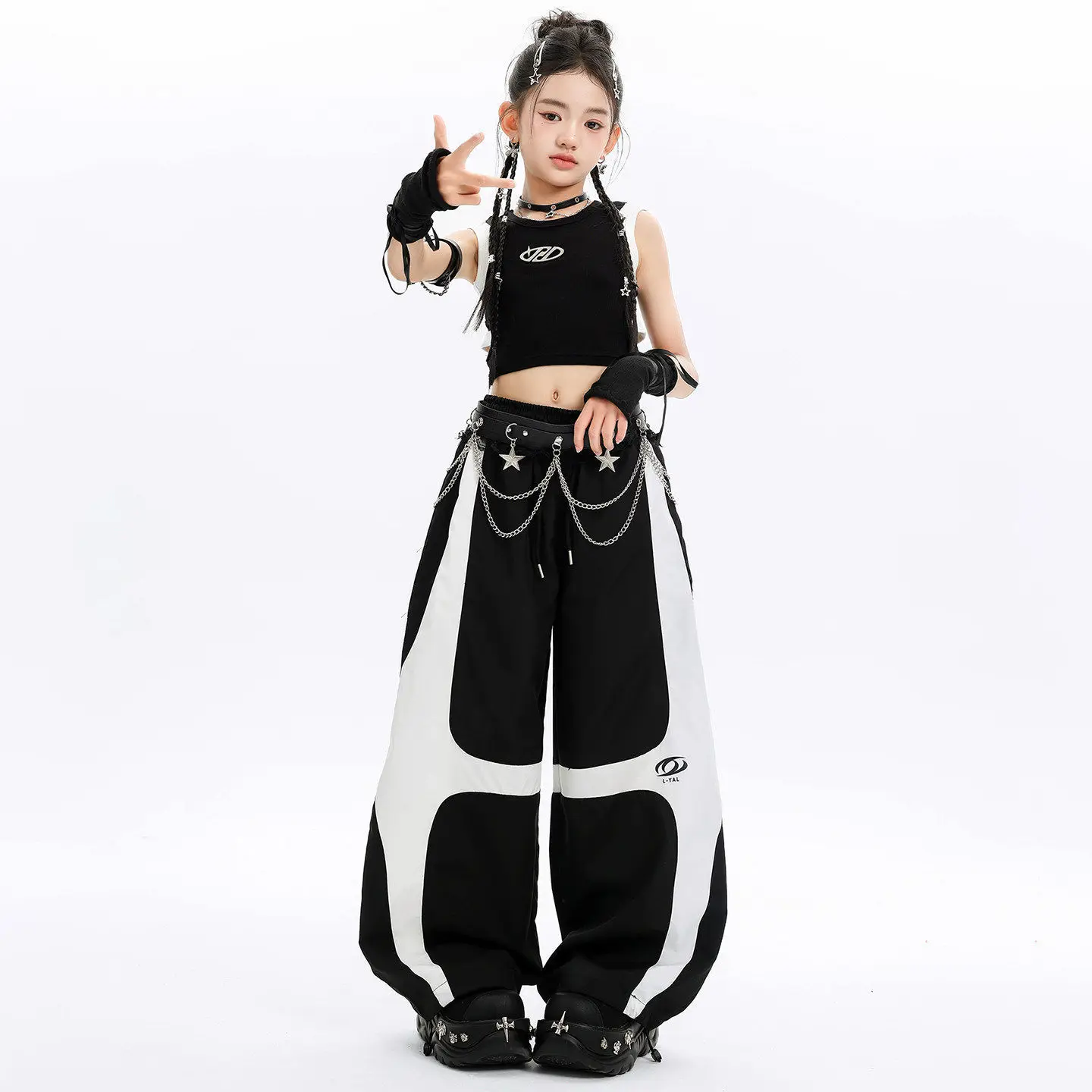 Kid Kpop Hip Hop Clothing Black White Side Cut out Crop Tank Two Tone Casual Wide Pants for Girl Street Dance Costumes Clothes
Kid Kpop Hip Hop Clothing Black White Side Cut out Crop Tank Two Tone Casual Wide Pants for Girl Street Dance Costumes Clothes
