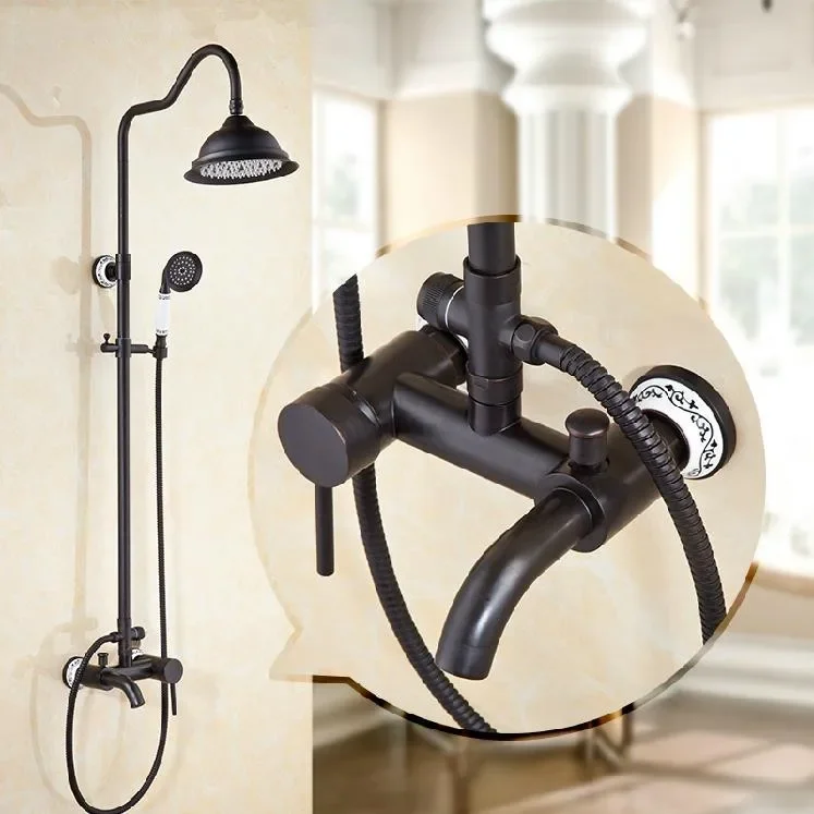 Shower Faucets Black Brass Wall Mounted Bathtub Faucet 8" Round Rain Shower Head Hand Bathroom Mixer Valve Rainfall Se
Shower Faucets Black Brass Wall Mounted Bathtub Faucet 8" Round Rain Shower Head Hand Bathroom Mixer Valve Rainfall Se