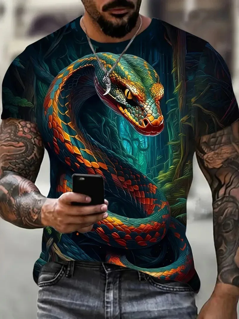 2025 new men's 3D digital printed snake pattern loose and funny sports short sleeved customized casual T-shirt for men
2025 new men's 3D digital printed snake pattern loose and funny sports short sleeved customized casual T-shirt for men