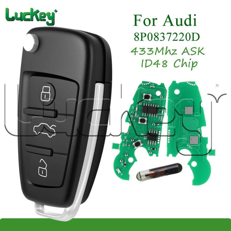 Luckey Car Remote Key Fob For Audi A1 A3 S1 S3 Q3 TT 2005+ 8P0 837 220 D 433Mhz ASK ID48 Chip 3 Buttons Flip Key Case 8P0837220D
Luckey Car Remote Key Fob For Audi A1 A3 S1 S3 Q3 TT 2005+ 8P0 837 220 D 433Mhz ASK ID48 Chip 3 Buttons Flip Key Case 8P0837220D