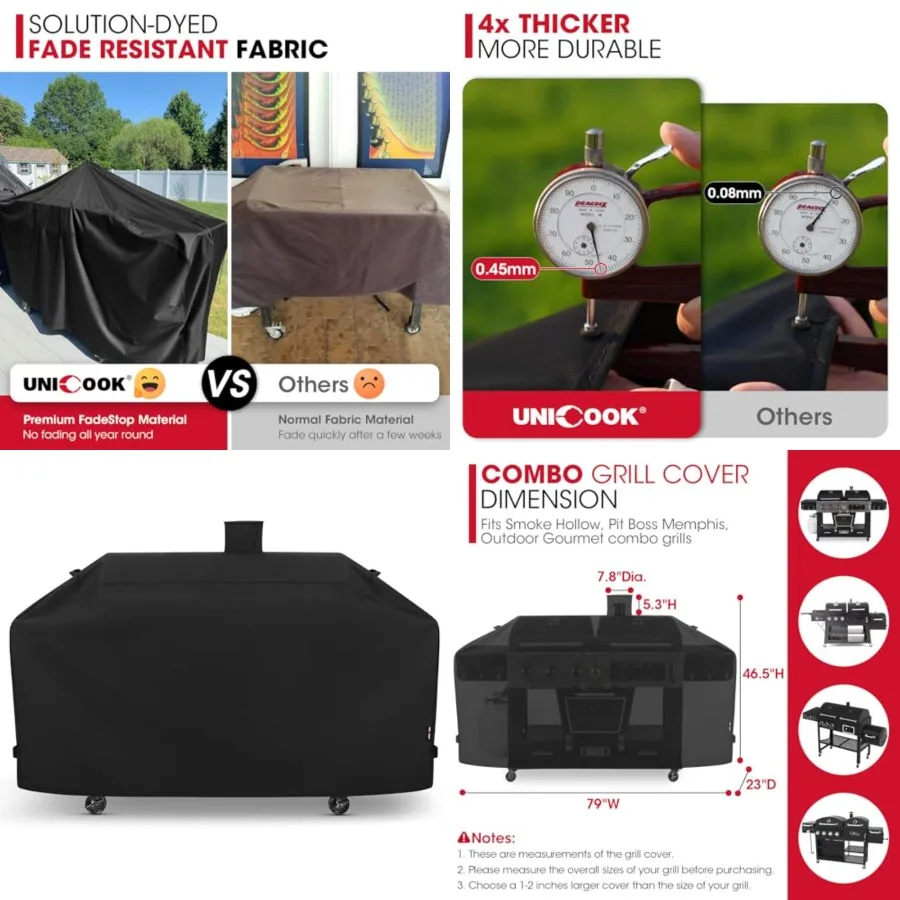 79 Inch Grill Cover, Compatible with Smoke Hollow, Pit Boss, Heavy Duty Waterproof Gas Charcoal Combo Grill Cover with Sealed S
79 Inch Grill Cover, Compatible with Smoke Hollow, Pit Boss, Heavy Duty Waterproof Gas Charcoal Combo Grill Cover with Sealed S