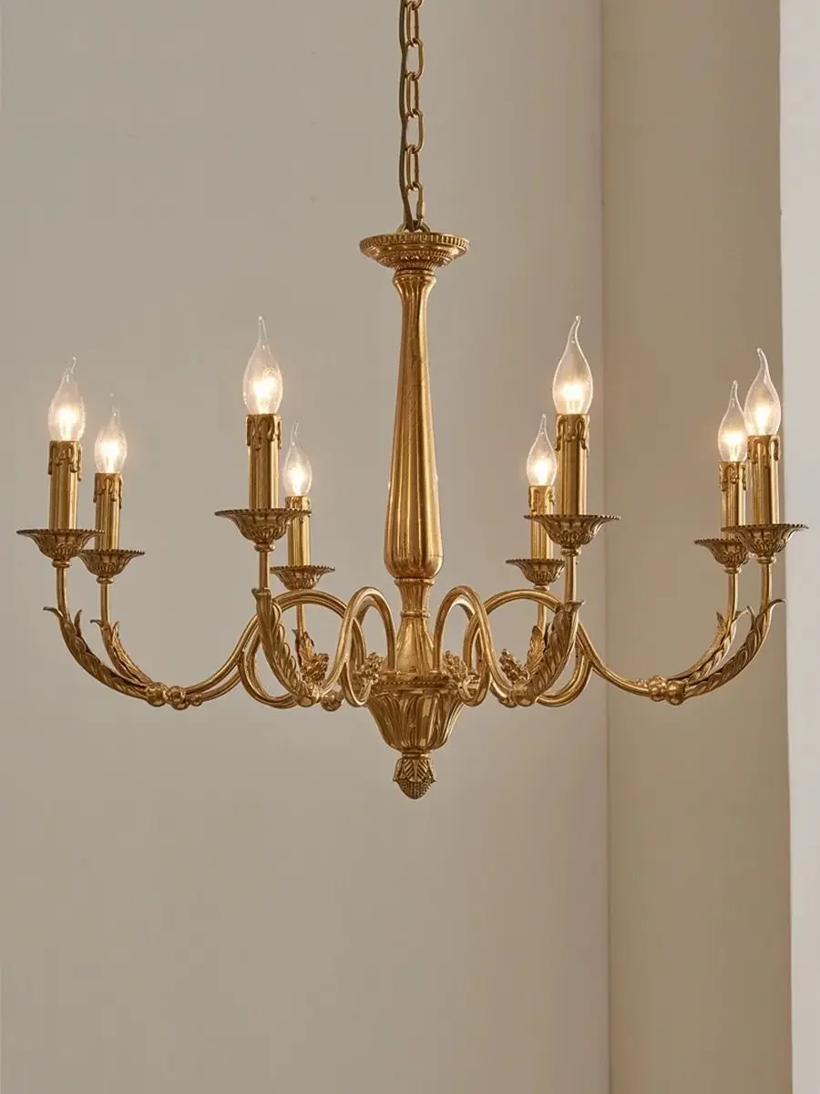 French antique candle brass pendant light American retro bedroom dining room lighting fixtures
French antique candle brass pendant light American retro bedroom dining room lighting fixtures