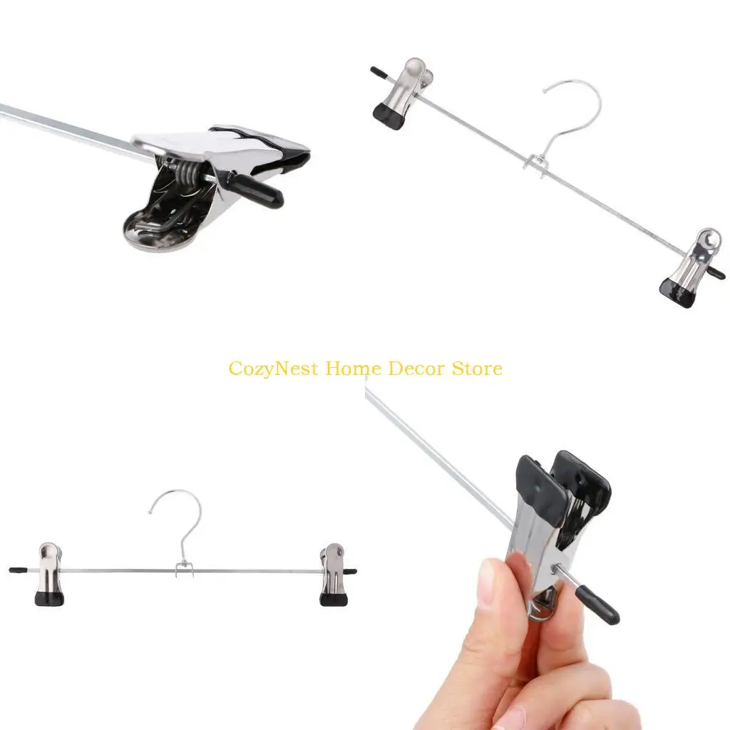92MF Stainless Steel Pants Skirt Hangers Trouser Stand Holder With 2 Adjustable Clips
92MF Stainless Steel Pants Skirt Hangers Trouser Stand Holder With 2 Adjustable Clips