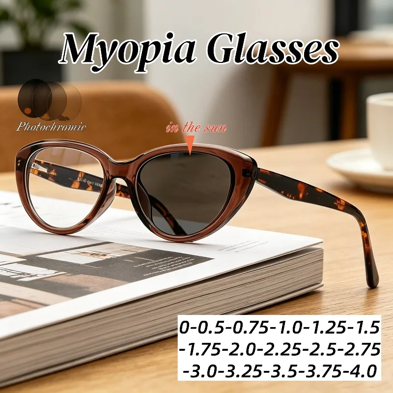 Cat-Eye Frame Photochromic Myopia Glasses Retro Fashion Women's INS Style HD Ultra Light Anti-Blue Light Outdoor Sports Eyewear
Cat-Eye Frame Photochromic Myopia Glasses Retro Fashion Women's INS Style HD Ultra Light Anti-Blue Light Outdoor Sports Eyewear