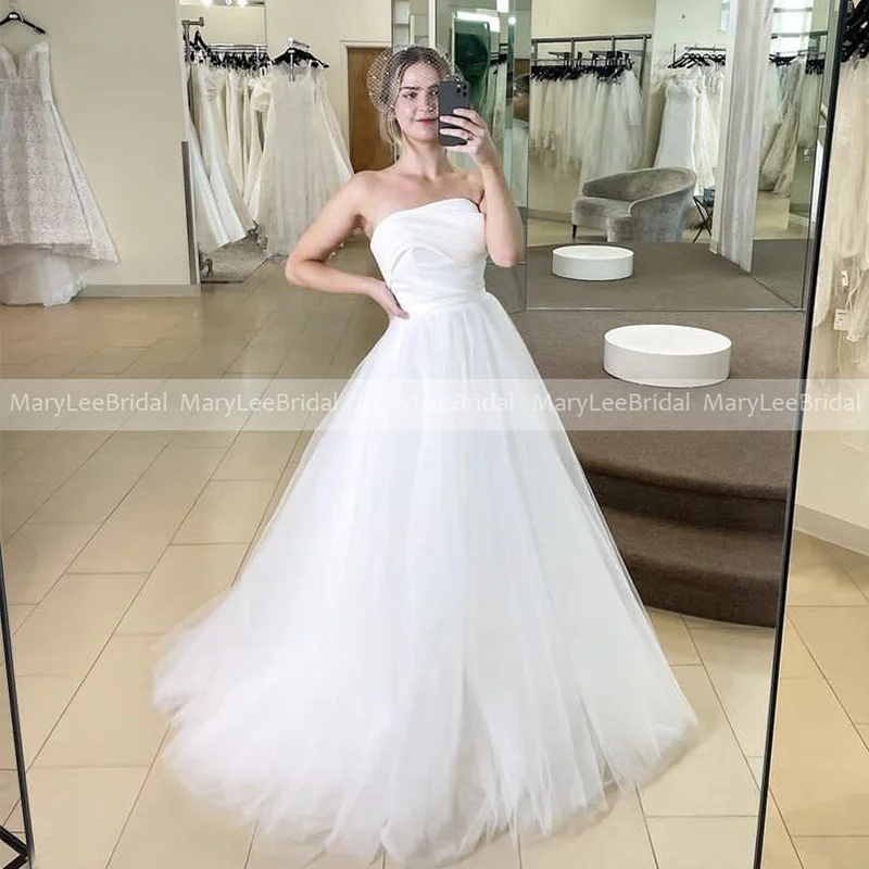 Customized White A-line Wedding Dresses Full Length Tulle Boho Bridal Gowns suknia ślubna Summer Beach Bride Dress Vestidos
Customized White A-line Wedding Dresses Full Length Tulle Boho Bridal Gowns suknia ślubna Summer Beach Bride Dress Vestidos