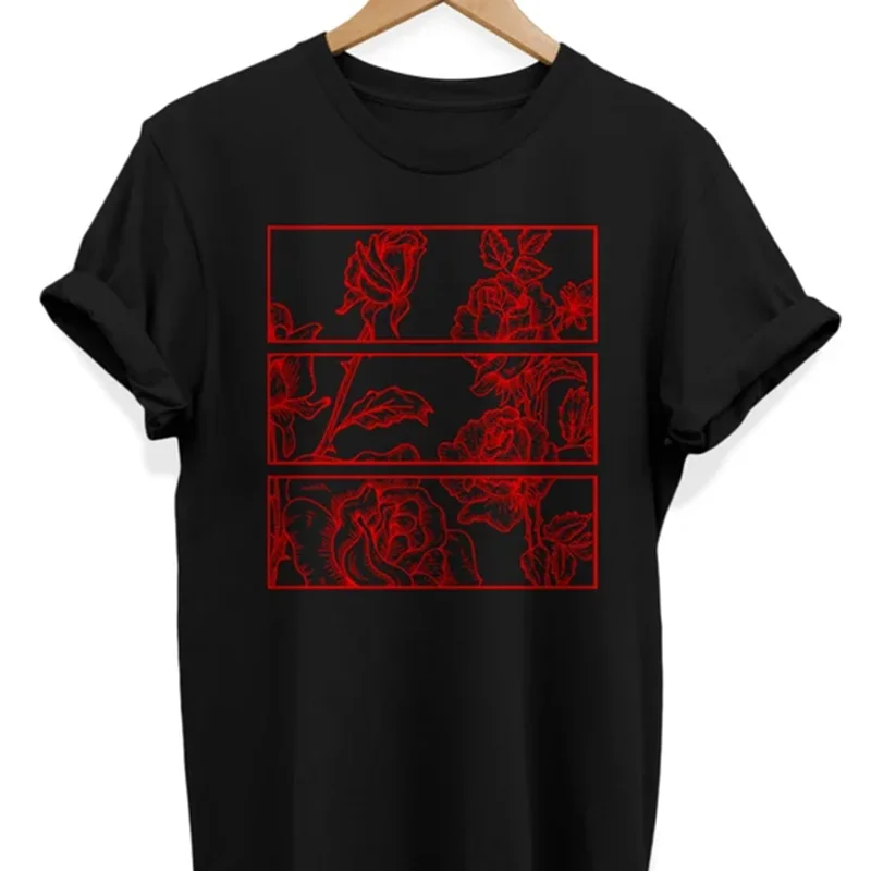 2026, весна-лето, черная футболка с принтом роз, повседневная футболка с коротким рукавом, готический модный базовый топ с круглым вырезом и цветочным узором
2026, весна-лето, черная футболка с принтом роз, повседневная футболка с коротким рукавом, готический модный базовый топ с круглым вырезом и цветочным узором