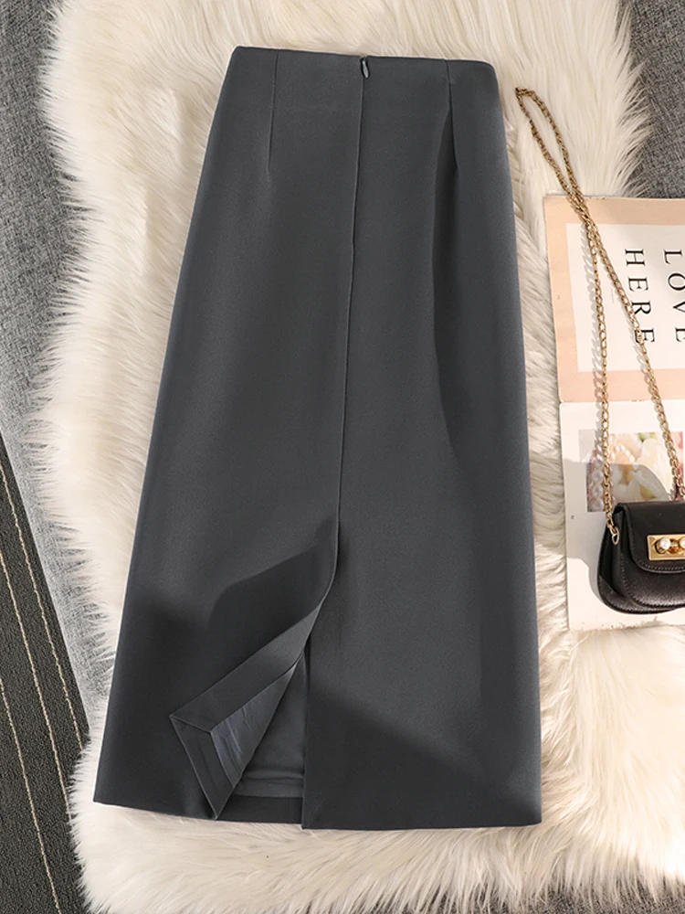 Thickened Suit Skirt High Waist Slim Straight Mid-Length Slit Women's Autumn Winter New Style One-Step Wraparound Skirt
Thickened Suit Skirt High Waist Slim Straight Mid-Length Slit Women's Autumn Winter New Style One-Step Wraparound Skirt