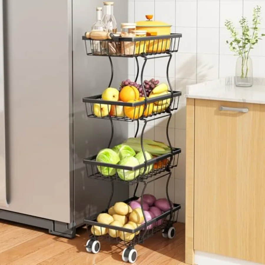 Fruit Basket Kitchen Pantry Organizers and Storage - 4 Tier Stackable Metal Wire Basket Stand for Fruit Vegetable Snacks Jars B
Fruit Basket Kitchen Pantry Organizers and Storage - 4 Tier Stackable Metal Wire Basket Stand for Fruit Vegetable Snacks Jars B