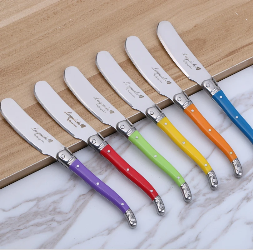 6.25'' 4-6pcs Laguiole Rainbow Butter Knife Cheese Dessert Spreaders Cream Knifes Dessert Tools Toast Breakfast Kitchen Utensils
6.25'' 4-6pcs Laguiole Rainbow Butter Knife Cheese Dessert Spreaders Cream Knifes Dessert Tools Toast Breakfast Kitchen Utensils