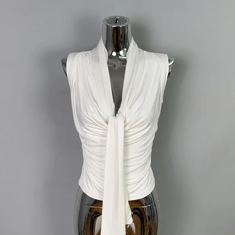 Dongda Gate New Style Women's Sleeveless T-shirt Neck Hanging Sash Skin-friendly Fashionable Commute Style Pure Color
Dongda Gate New Style Women's Sleeveless T-shirt Neck Hanging Sash Skin-friendly Fashionable Commute Style Pure Color
