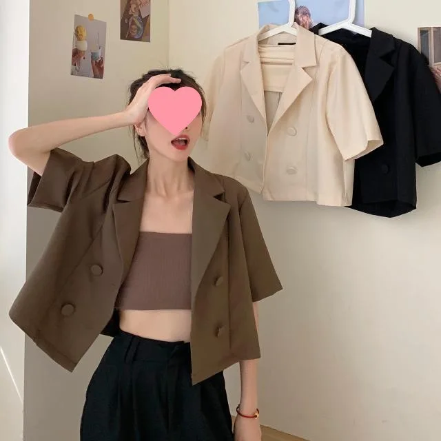 Summer Korean Style Loose Short Sleeve Thin Jacket Women's Fashion Outerwear Double Breasted Suit Collar Cleanfit Polyester F...
Summer Korean Style Loose Short Sleeve Thin Jacket Women's Fashion Outerwear Double Breasted Suit Collar Cleanfit Polyester F...