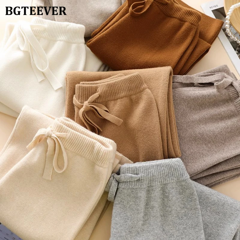 BGTEEVER Stylish Elastic Waist Lace-up Wide Leg Sweaters Pants Women Autumn Winter Warm Female Knitted Drawstring Trousers
BGTEEVER Stylish Elastic Waist Lace-up Wide Leg Sweaters Pants Women Autumn Winter Warm Female Knitted Drawstring Trousers