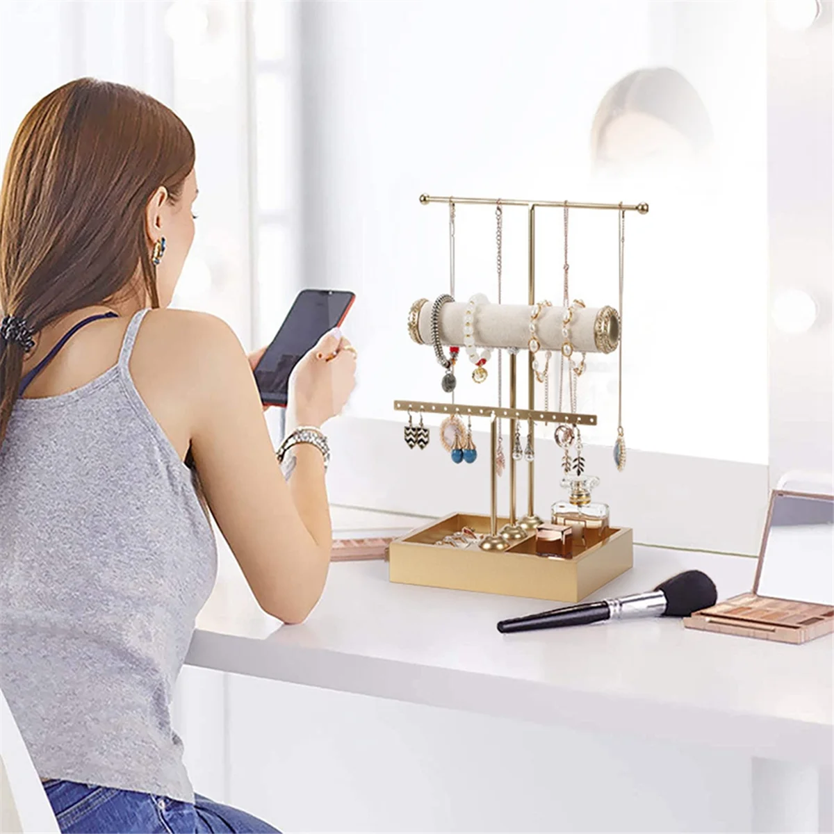 A06R Gold 3 Tiers T-Shaped Jewelry Rack Bracelet Jewelry Rack Jewelry Ring Jewelry Display Rack Earring Storage
A06R Gold 3 Tiers T-Shaped Jewelry Rack Bracelet Jewelry Rack Jewelry Ring Jewelry Display Rack Earring Storage