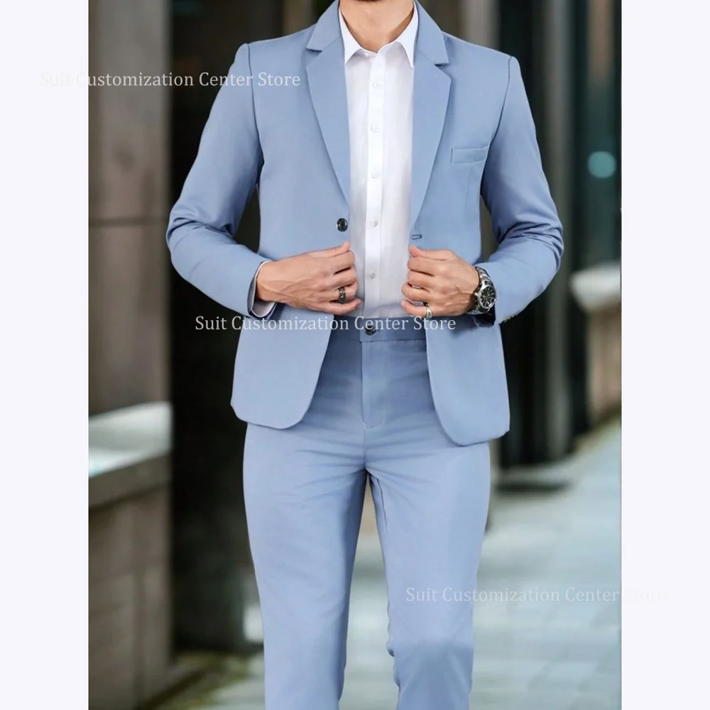Blue Men's Suits Notch Lapel Slim Fit Classic Single Breasted Street Photo Model Show Daily Casual Male Clothing Jacket Pants
Blue Men's Suits Notch Lapel Slim Fit Classic Single Breasted Street Photo Model Show Daily Casual Male Clothing Jacket Pants