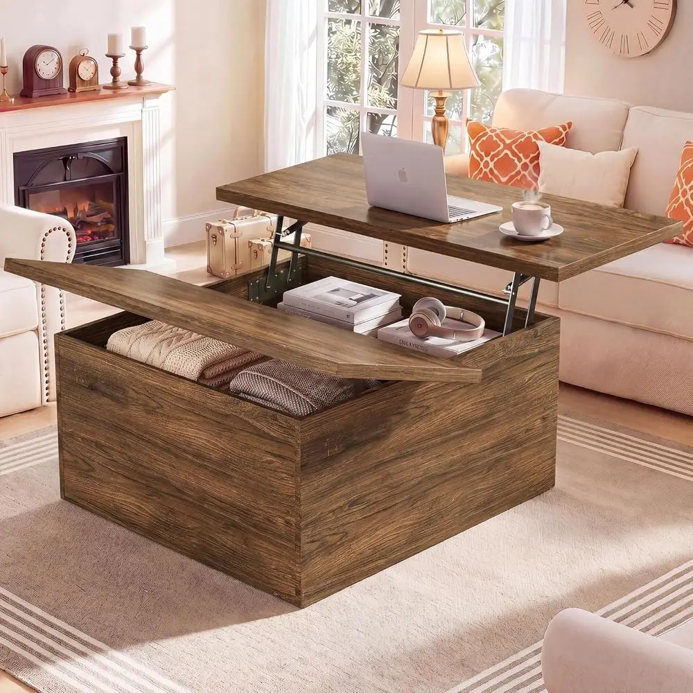 31.5 Square Coffee Table with Storage, Illuminated Top, Ideal for Living Room or Home Office, Walnut Finish
31.5 Square Coffee Table with Storage, Illuminated Top, Ideal for Living Room or Home Office, Walnut Finish