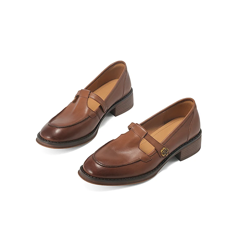 Soft Washed Calfskin Loafers 3cm Chunky Heel Round Toe Stitching Rivet Black Brown Women Minimalist Shoes
Soft Washed Calfskin Loafers 3cm Chunky Heel Round Toe Stitching Rivet Black Brown Women Minimalist Shoes
