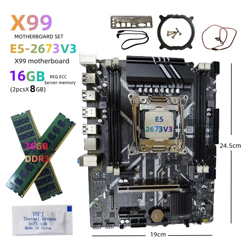 Original X99 main board Original chip 2673V3 memory 16G game CPU set DDR3 studio multi-open double M2
Original X99 main board Original chip 2673V3 memory 16G game CPU set DDR3 studio multi-open double M2