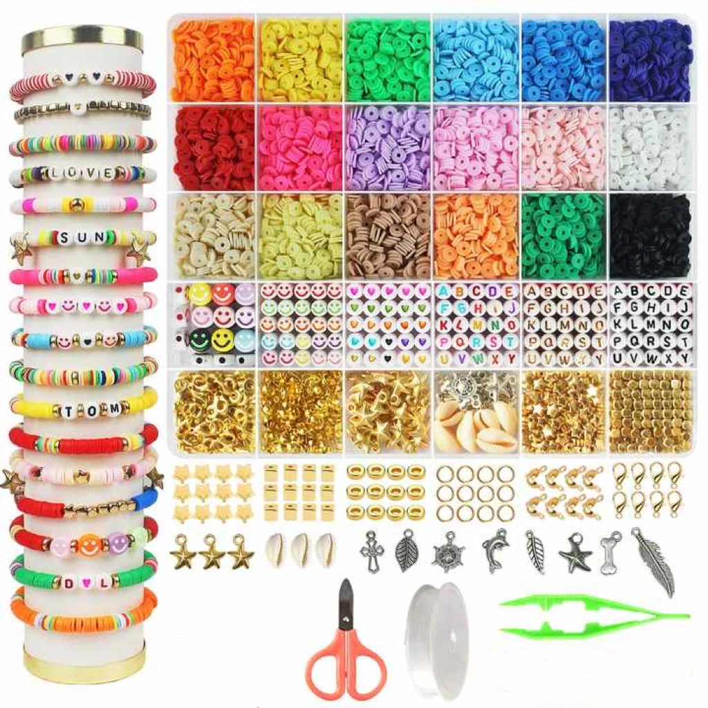 DIY Clay Beads Bracelet Making Kit Seed Beads Kit for Friendship Jewelry Making,Polymer Heishi Beads with Charms Gifts
DIY Clay Beads Bracelet Making Kit Seed Beads Kit for Friendship Jewelry Making,Polymer Heishi Beads with Charms Gifts