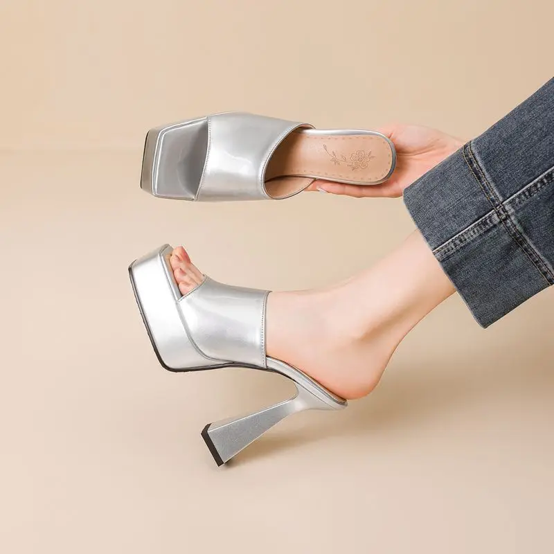 Fashion Shiny Female Sandals Square Toe Strange Heels 12cm Platform 4cm Slip On Mules Sexy Dating Shoes 43 44 45 46
Fashion Shiny Female Sandals Square Toe Strange Heels 12cm Platform 4cm Slip On Mules Sexy Dating Shoes 43 44 45 46