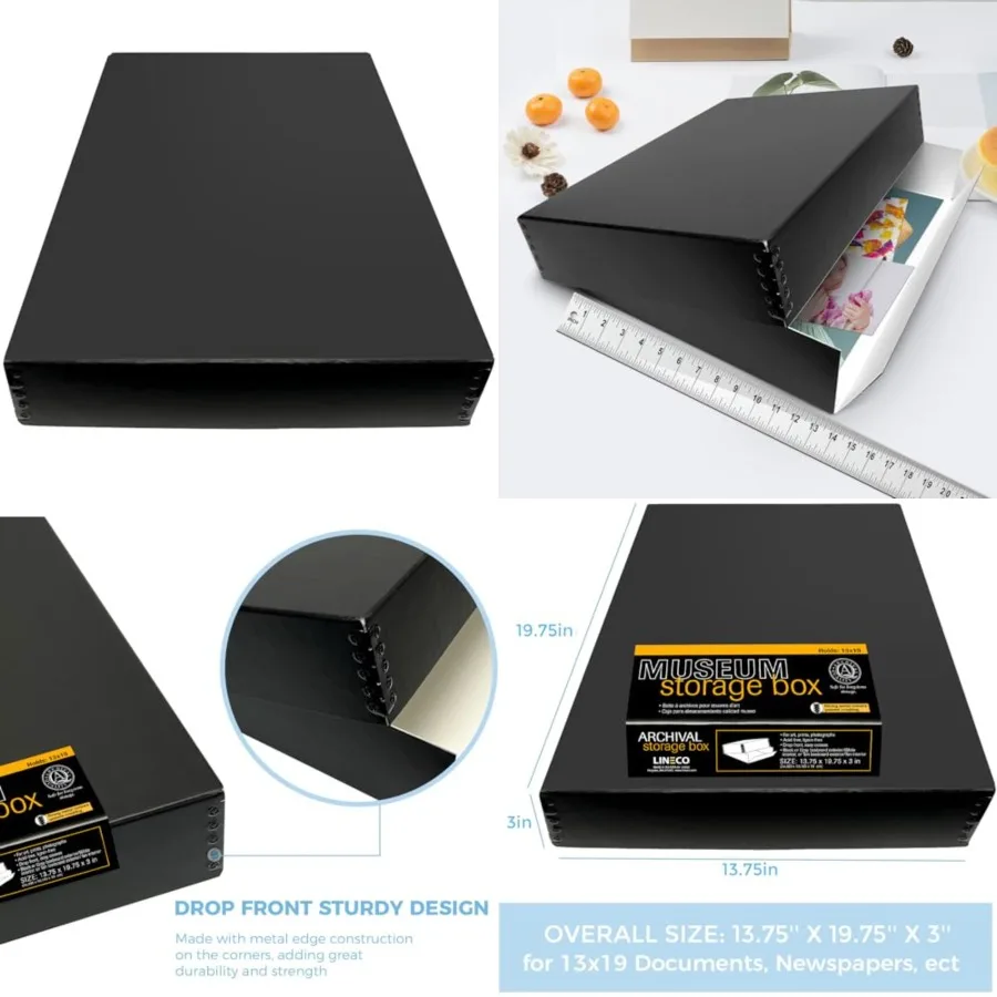 13x19 Museum Storage Box, Removable Lid and Drop Front Design, 13.5 x 19.5 x 3 in Archival with Metal Edge, For Picture Longevi
13x19 Museum Storage Box, Removable Lid and Drop Front Design, 13.5 x 19.5 x 3 in Archival with Metal Edge, For Picture Longevi