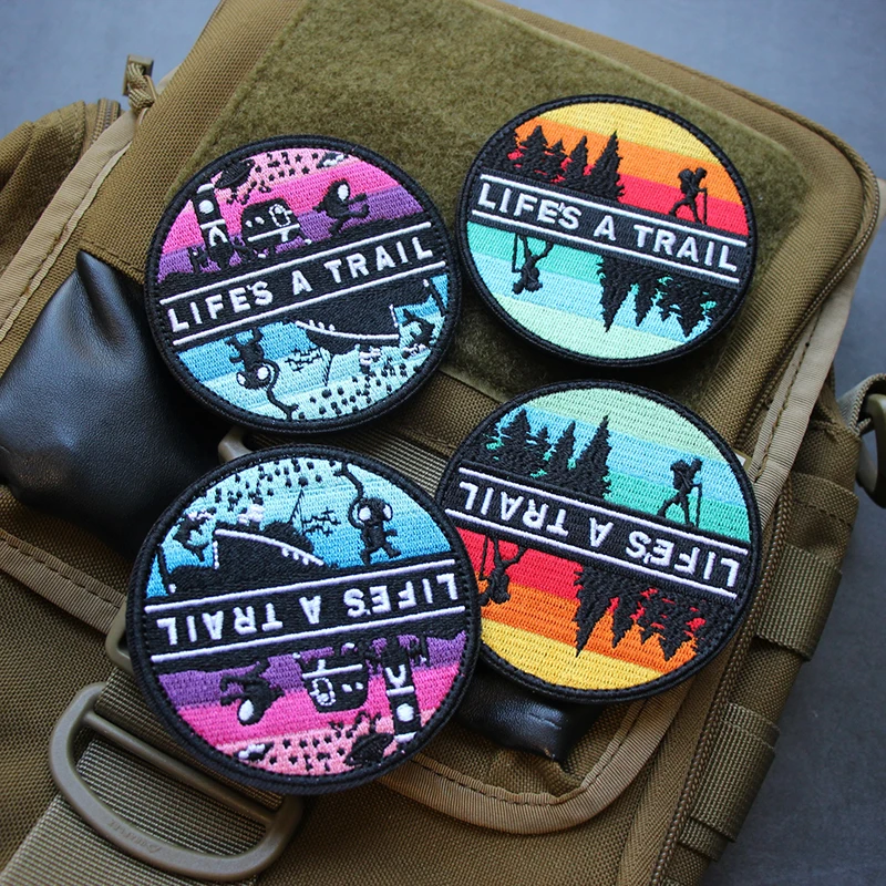 Round Outdoor Embroidery Patch LIFE'S A TRAIL Landscape Hook and Loop Badge for Tactical Pack Vest Decorative Sticker Decal
Round Outdoor Embroidery Patch LIFE'S A TRAIL Landscape Hook and Loop Badge for Tactical Pack Vest Decorative Sticker Decal