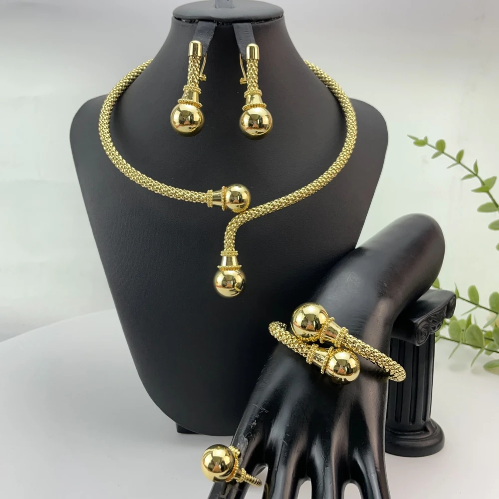 Latest Brazilian Simple Style African Bride Light Weight Gold Color Necklace Latest Luxury Jewelry Set For Women Party FHK29193
Latest Brazilian Simple Style African Bride Light Weight Gold Color Necklace Latest Luxury Jewelry Set For Women Party FHK29193
