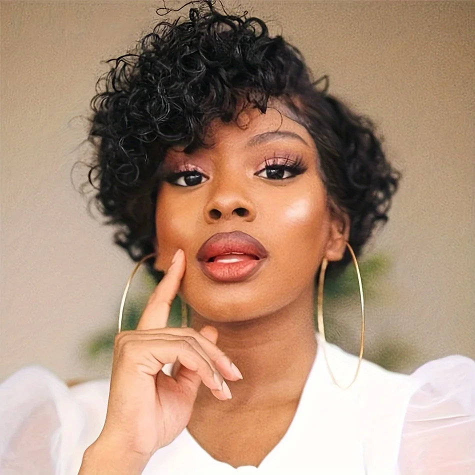 Pixie Cut Deep Curly Human Hair Wigs Short Bob Wigs Wave Transparent 13x4x1 T part lace closure Wigs For Woman Brazilian 150%
Pixie Cut Deep Curly Human Hair Wigs Short Bob Wigs Wave Transparent 13x4x1 T part lace closure Wigs For Woman Brazilian 150%
