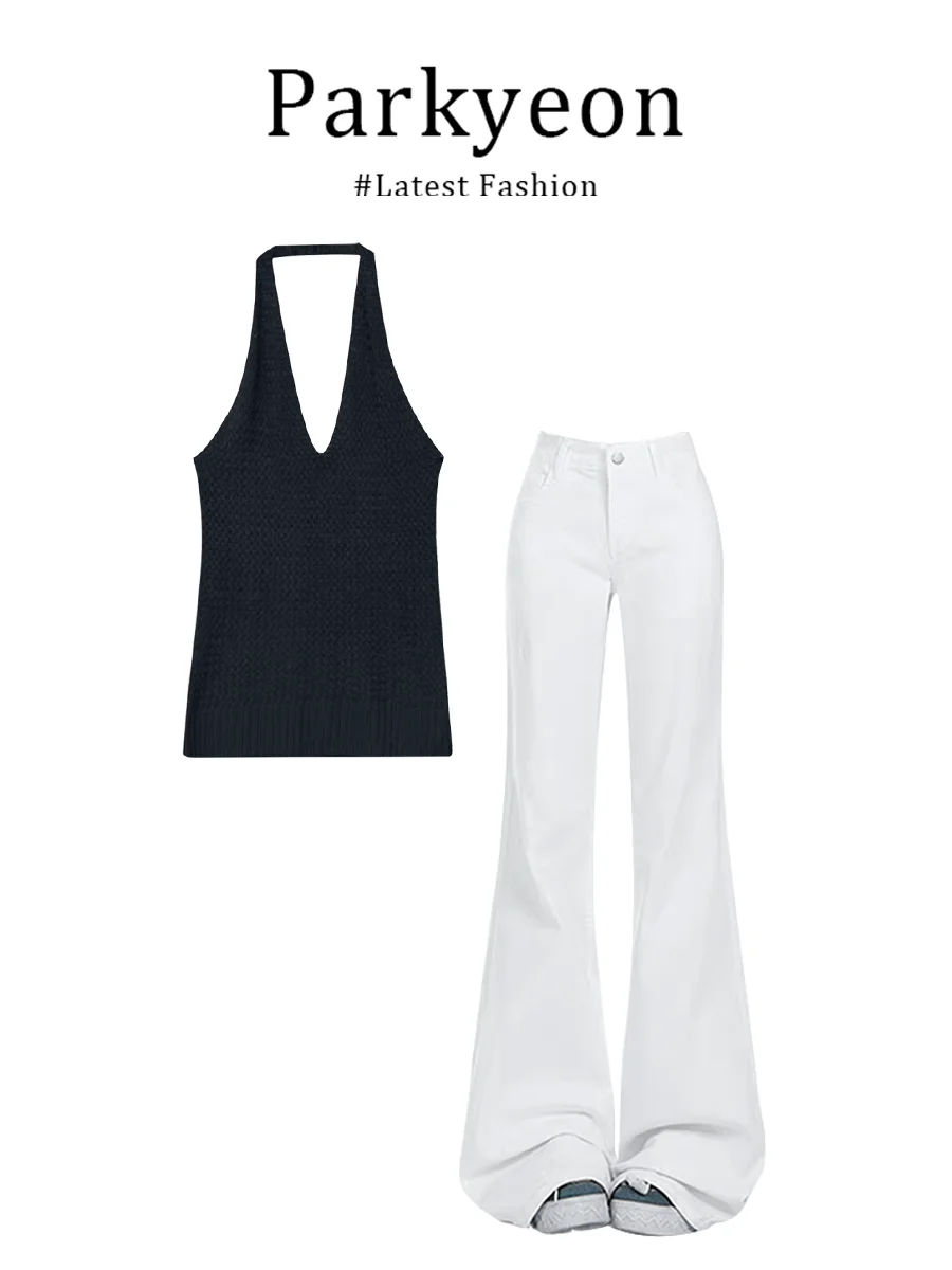 Parkyeon Pure Desire V-Neck Hanging Neck Sleeveless Knitted Vest Top Summer High Waist Jeans Set Women's Casual Fashion Ensemble
Parkyeon Pure Desire V-Neck Hanging Neck Sleeveless Knitted Vest Top Summer High Waist Jeans Set Women's Casual Fashion Ensemble