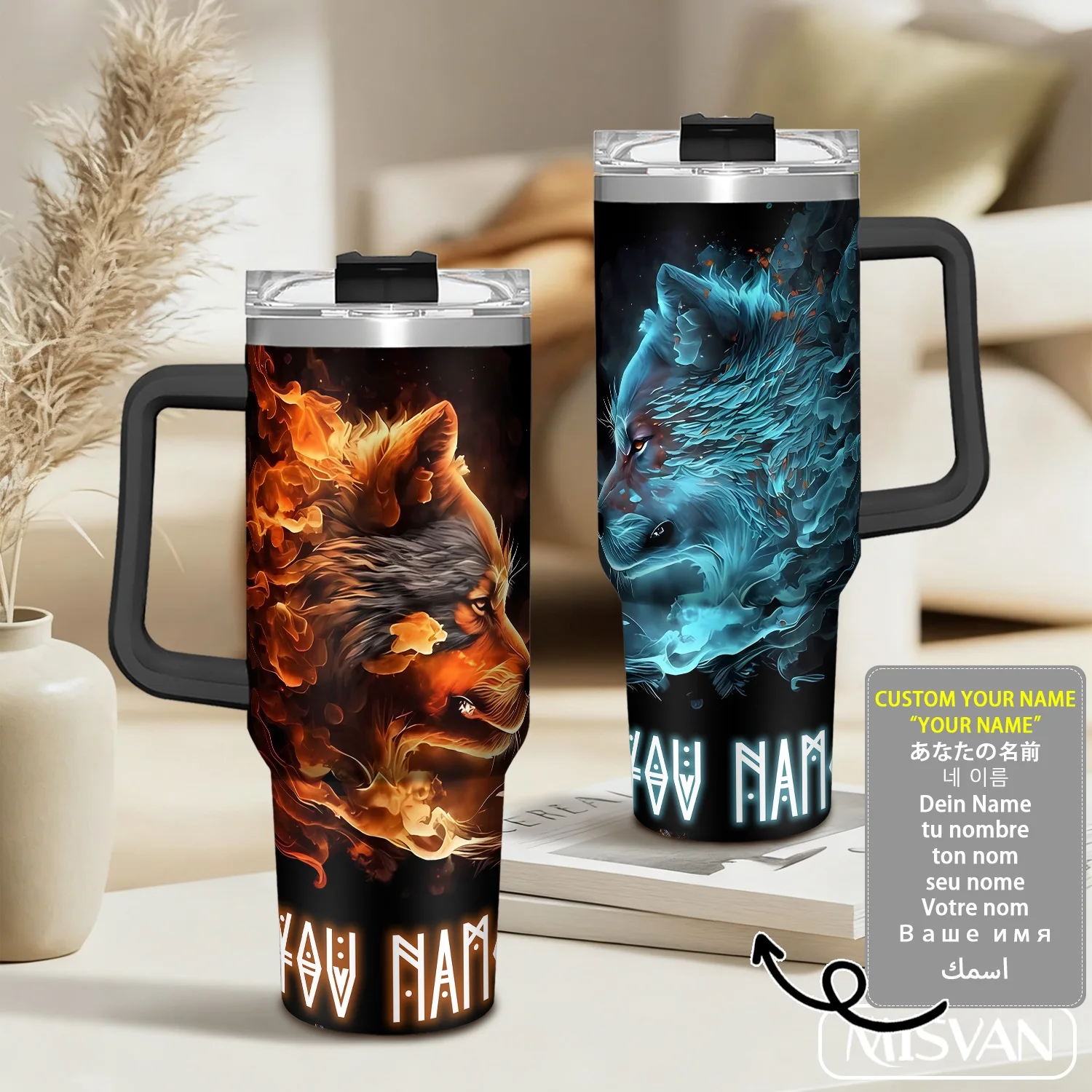 1PC,40oz Custom Name,Fire and Ice Wolf Totem.Insulated Stainless Steel Cup.Large Capacity,Portable for Car,Personalized Gift.
1PC,40oz Custom Name,Fire and Ice Wolf Totem.Insulated Stainless Steel Cup.Large Capacity,Portable for Car,Personalized Gift.