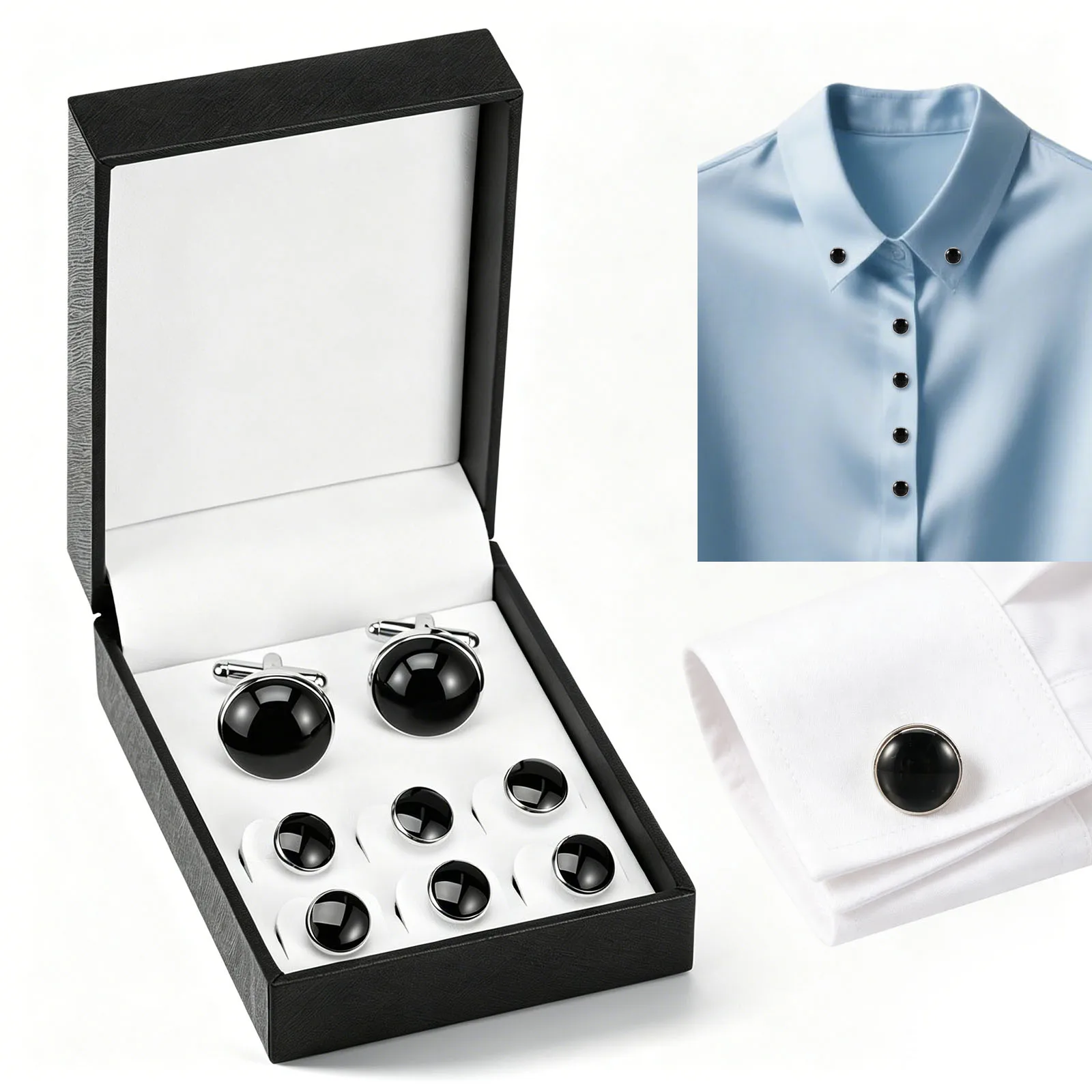 8 Pcs Men Cufflink and Tuxedo Stud Set Copper Cuff Link and Shirt Stud Set Clothing Accessories Gifts for Business Formal Dinner
8 Pcs Men Cufflink and Tuxedo Stud Set Copper Cuff Link and Shirt Stud Set Clothing Accessories Gifts for Business Formal Dinner