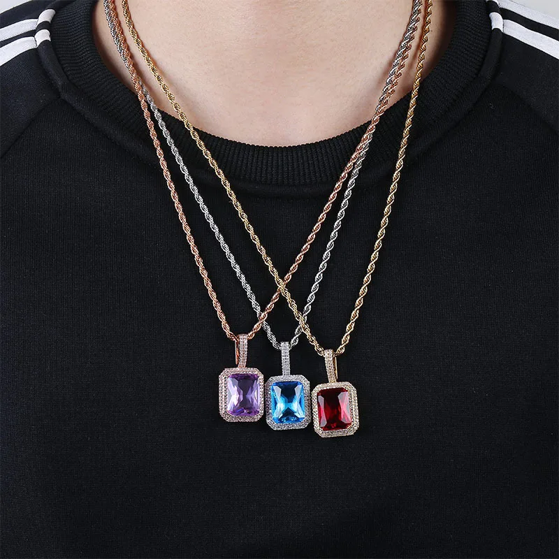 Rectangle Solid Gemstones Pendant Necklace for Women Men Iced Out AAA 2 Rows Cubic Zirconia Fashion Jewelry for Gift
Rectangle Solid Gemstones Pendant Necklace for Women Men Iced Out AAA 2 Rows Cubic Zirconia Fashion Jewelry for Gift