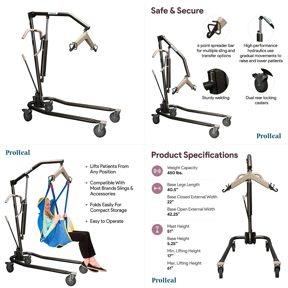 Hydraulic Patient Lift Manual Full Body Lifter for Handicapped, Senior and Immobile Patients 6 Point Spreader, Chains Included,
Hydraulic Patient Lift Manual Full Body Lifter for Handicapped, Senior and Immobile Patients 6 Point Spreader, Chains Included,