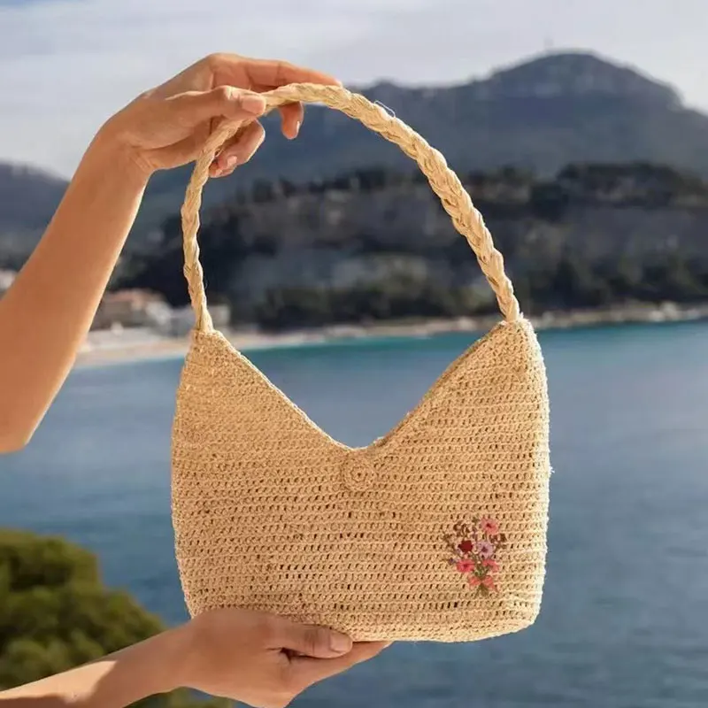 New Summer French Elegant Raffia Grass Underarm Bag For Women Fashion Shoulder Vintage Handbag Designer Tote Flower Embroidery
New Summer French Elegant Raffia Grass Underarm Bag For Women Fashion Shoulder Vintage Handbag Designer Tote Flower Embroidery