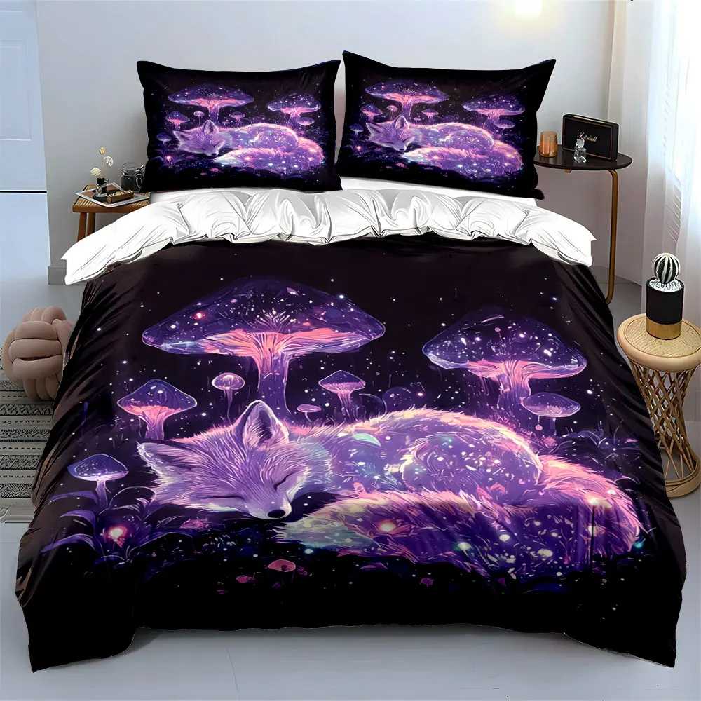 "Glowing Fox Mushroom Art Decor" Bedding Set with 1 Duvet Cover 2 Pillowcases Single Double King Queen, Gift
"Glowing Fox Mushroom Art Decor" Bedding Set with 1 Duvet Cover 2 Pillowcases Single Double King Queen, Gift