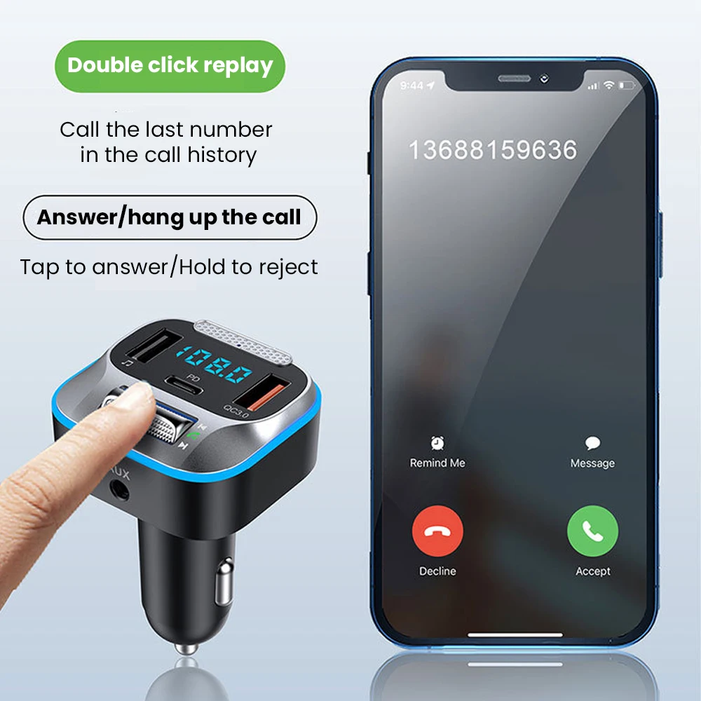 T73 Car Charger FM Transmitter Wireless Bluetooth 5.0 Handsfree MP3 Player PD Type C QC3.0 Fast Charger with LED Light for Car
T73 Car Charger FM Transmitter Wireless Bluetooth 5.0 Handsfree MP3 Player PD Type C QC3.0 Fast Charger with LED Light for Car