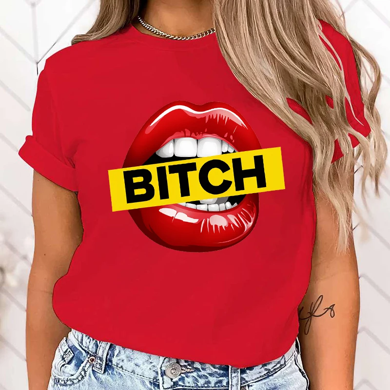 Funny Lips Print T-Shirt Summer Letter Print T Shirt Women Men Short Sleeve Loose Shirts
Funny Lips Print T-Shirt Summer Letter Print T Shirt Women Men Short Sleeve Loose Shirts