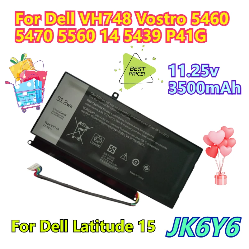 New 11.1V 4240mAh for Dell VH748 Vostro 5460 5470 5560 14 5439 P41G Laptop Battery
New 11.1V 4240mAh for Dell VH748 Vostro 5460 5470 5560 14 5439 P41G Laptop Battery