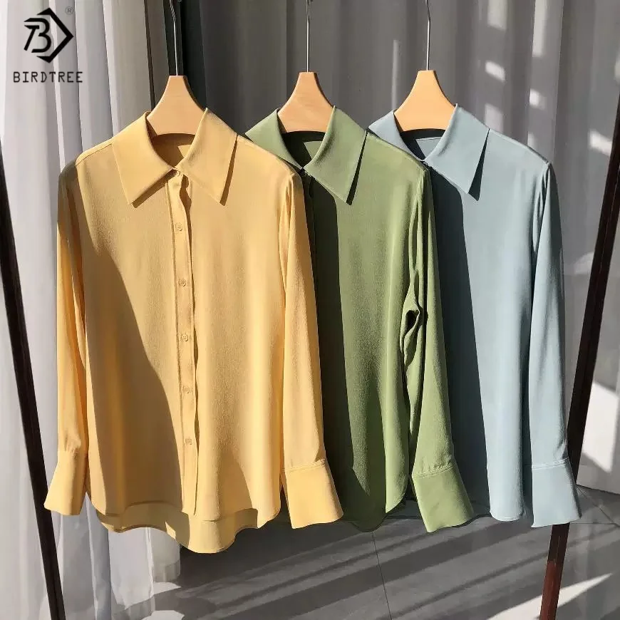 BirdTree 17MM 100% Real Silk Shirts, Women's Sand Washed Crepe Dechine Blouses,Long Sleeves 2025 Summer Autumn New T54503JF
BirdTree 17MM 100% Real Silk Shirts, Women's Sand Washed Crepe Dechine Blouses,Long Sleeves 2025 Summer Autumn New T54503JF