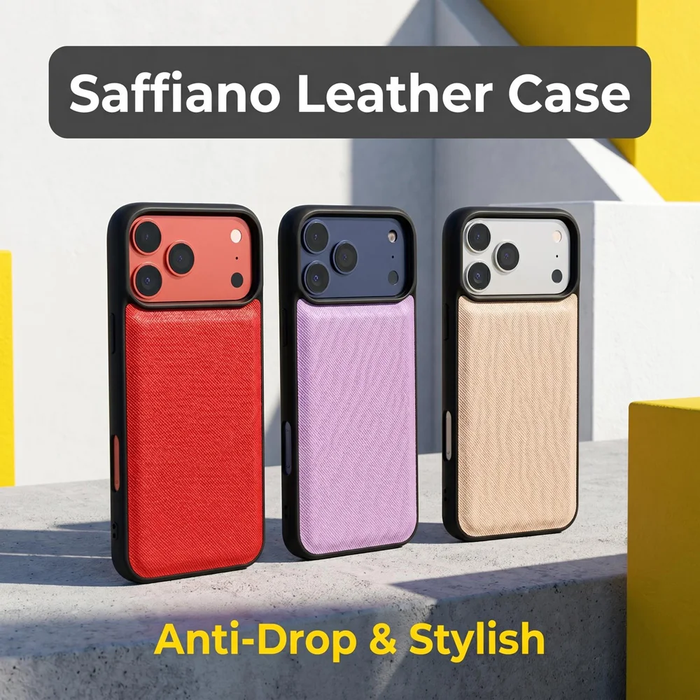 Anti-Slip Saffiano PU Leather Phone Case for iPhone 15/15 Pro/15Pro Max with Raised Camera Lip And Precise Cutout Durable Protec
Anti-Slip Saffiano PU Leather Phone Case for iPhone 15/15 Pro/15Pro Max with Raised Camera Lip And Precise Cutout Durable Protec