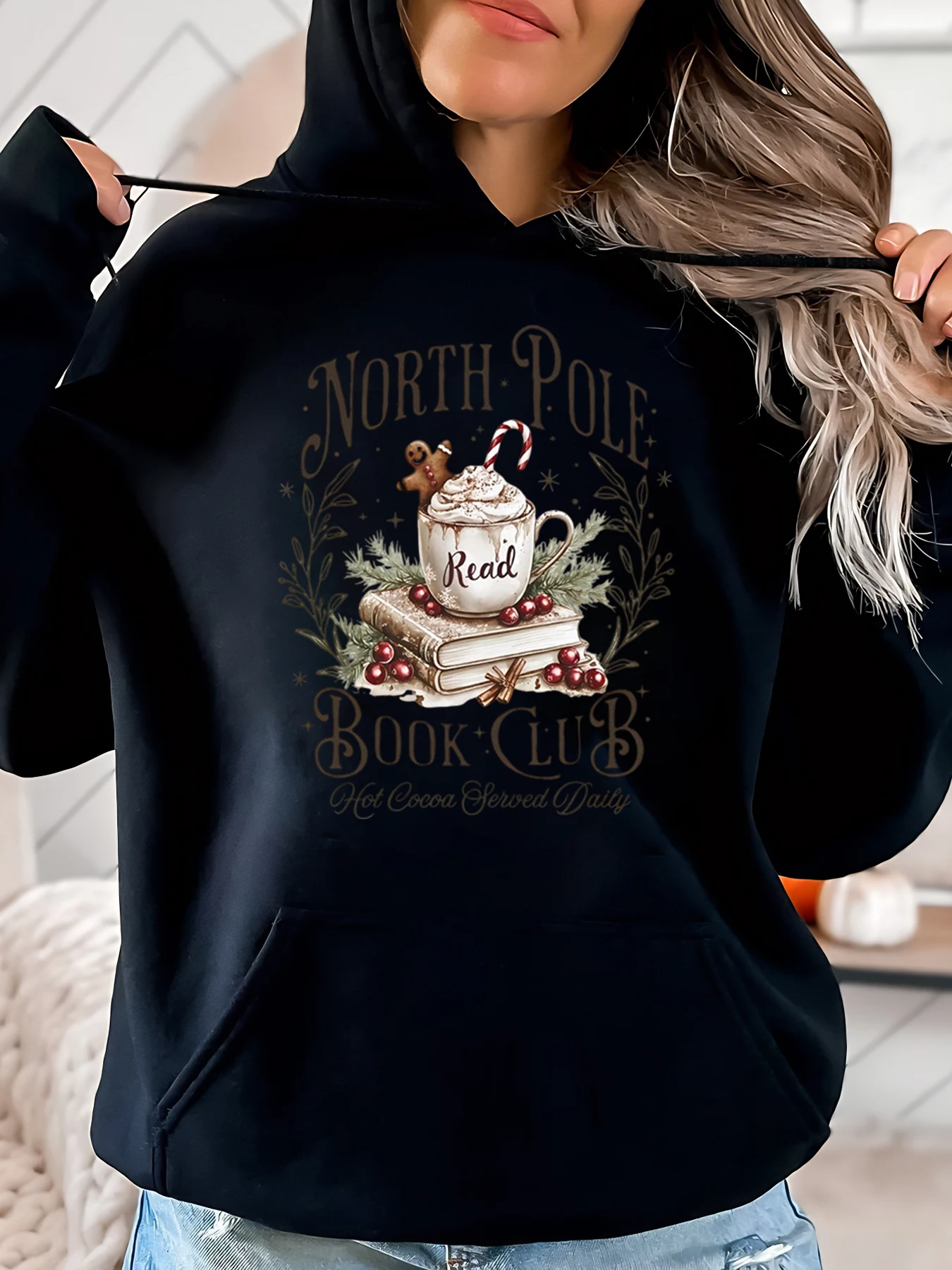 Книжный клуб Северного полюса, горячая какао, повседневная рождественская толстовка с принтом, женская уютная толстовка для чтения, зимний праздник, большие размеры
Книжный клуб Северного полюса, горячая какао, повседневная рождественская толстовка с принтом, женская уютная толстовка для чтения, зимний праздник, большие размеры