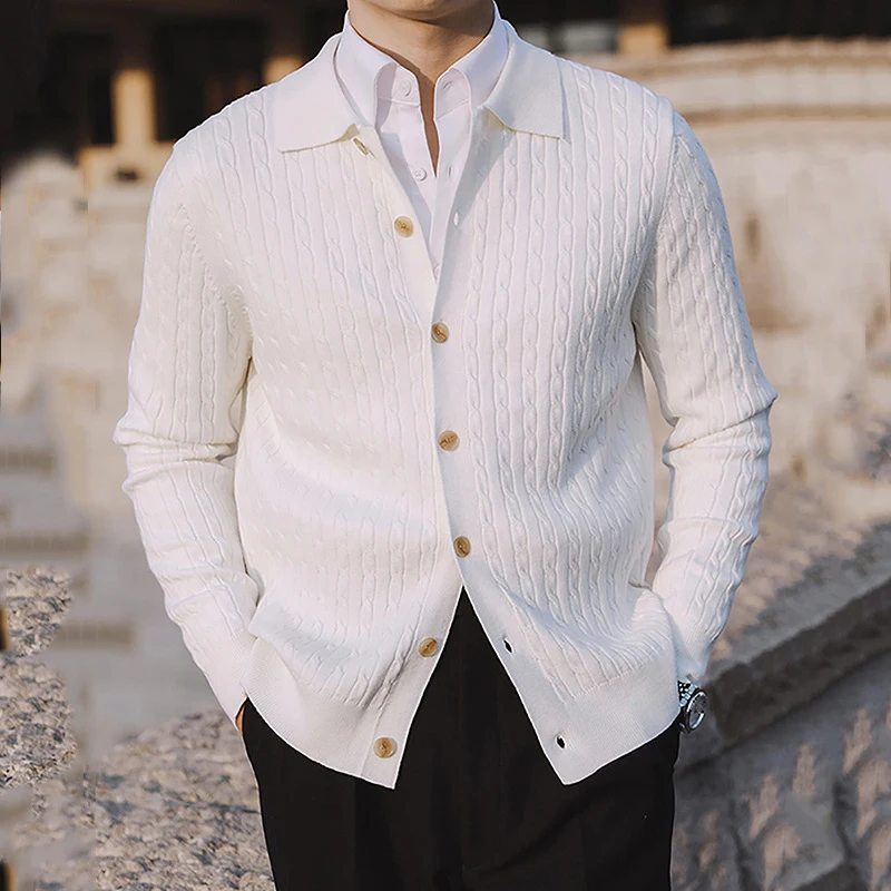 Spring New Casual Mens Sweater Jackets Long Sleeve Buttoned Lapel Slim Knitted Cardigan For Men Clothing Classic Knit Sweaters
Spring New Casual Mens Sweater Jackets Long Sleeve Buttoned Lapel Slim Knitted Cardigan For Men Clothing Classic Knit Sweaters