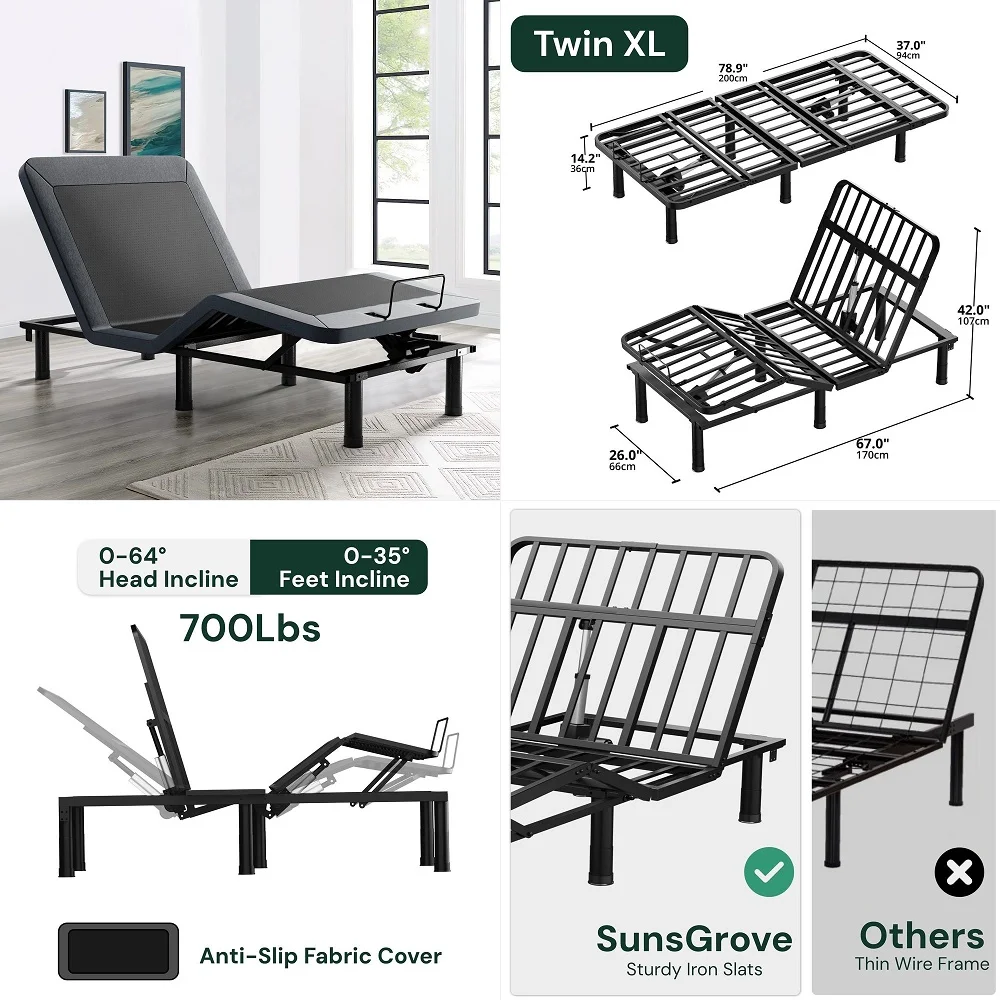 Twin XL Adjustable Bed Frame with Mattress 12 Hybrid Memory Foam Electric Massage Wireless Remote for Head amp Foot Incline Zer
Twin XL Adjustable Bed Frame with Mattress 12 Hybrid Memory Foam Electric Massage Wireless Remote for Head amp Foot Incline Zer