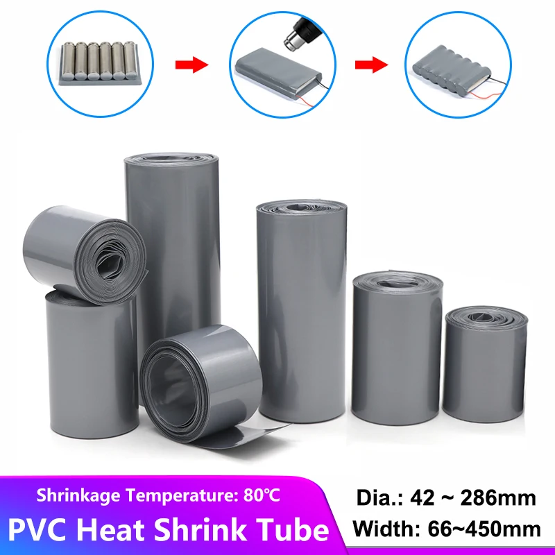 1/3/5m Grey 66mm~450mm PVC Heat Shrink Tube Shrink Insulated Shrink Tubing For 18650 Battery Packs Cable Sleeve Film Wrap Case
1/3/5m Grey 66mm~450mm PVC Heat Shrink Tube Shrink Insulated Shrink Tubing For 18650 Battery Packs Cable Sleeve Film Wrap Case