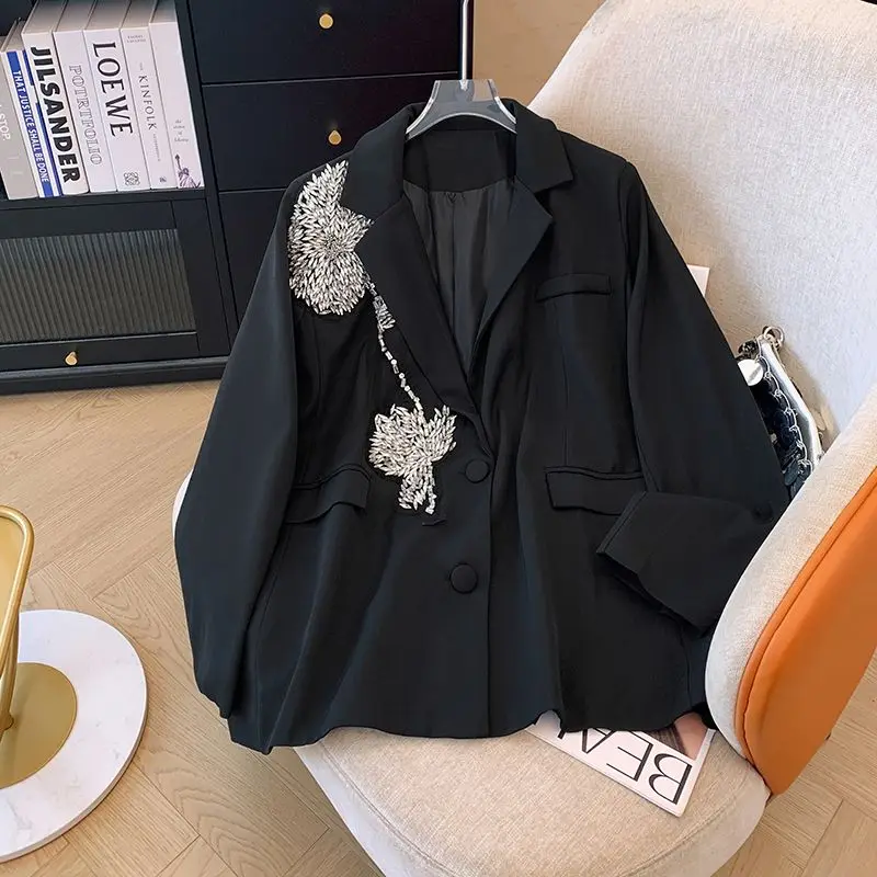 UNXX Women Black Rhinestone Flower Blazer New Lapel Long Sleeve Loose Fit Jacket Fashion Spring Autumn 2024 Coats Women Clothing
UNXX Women Black Rhinestone Flower Blazer New Lapel Long Sleeve Loose Fit Jacket Fashion Spring Autumn 2024 Coats Women Clothing