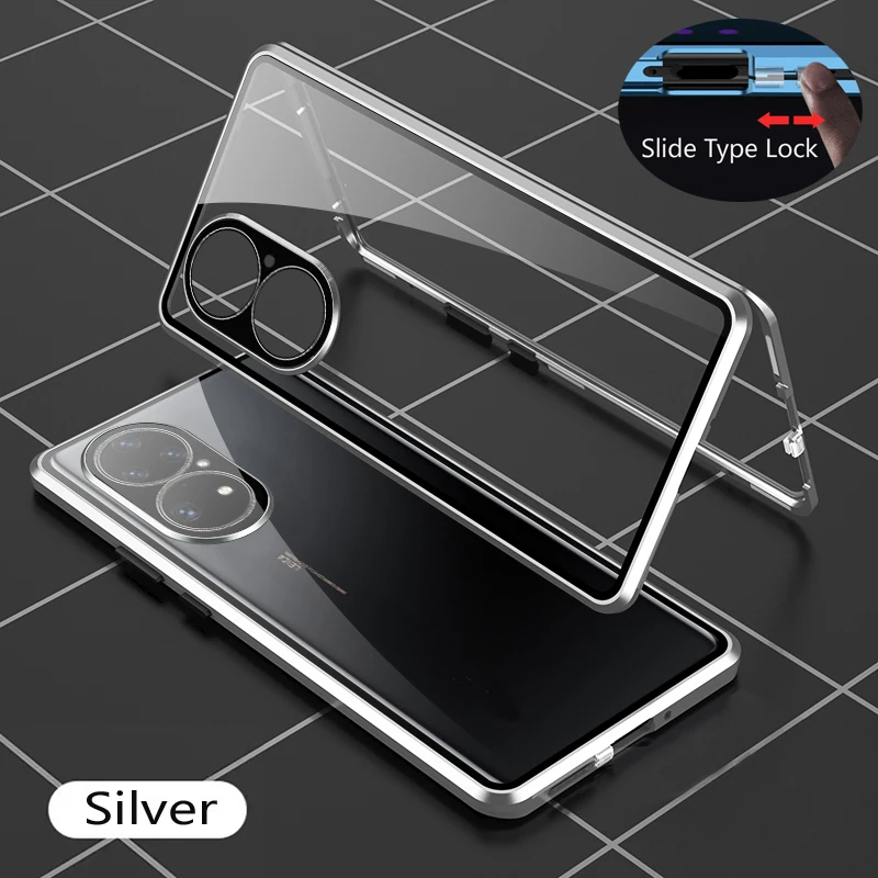 For Huawei P50 P60 P40 Pro Plus Metal Magnetic Phone Case Snap Lock Double Sided Tempered Glass Full Lens Protection Cover Cases
For Huawei P50 P60 P40 Pro Plus Metal Magnetic Phone Case Snap Lock Double Sided Tempered Glass Full Lens Protection Cover Cases